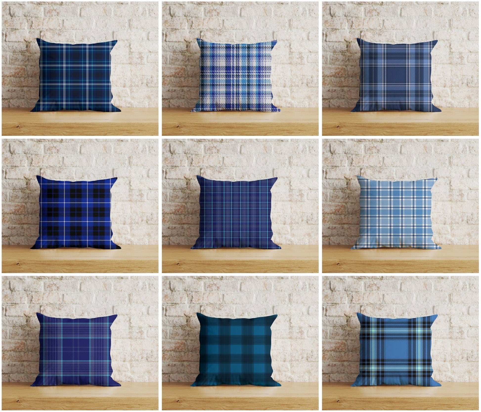 Onay Home Textile Cushion Covers Blue Tartan Plaid Cushion Covers Checkered Pillow Cover