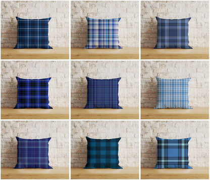 Onay Home Textile Cushion Covers Blue Tartan Plaid Cushion Covers Checkered Pillow Cover