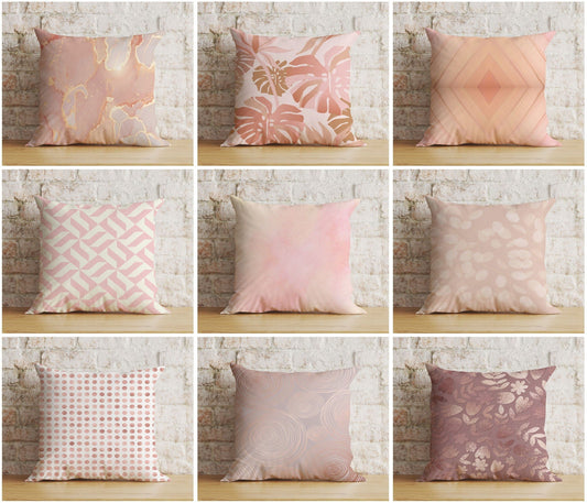 Onay Blush Pale Pink Cushion Cover Bedroom Decoration Printed Euro Sham Cover