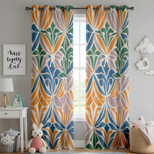 Onay Boho Chic Floral Curtains, Colorful and Elegant Flower Pattern Drapes