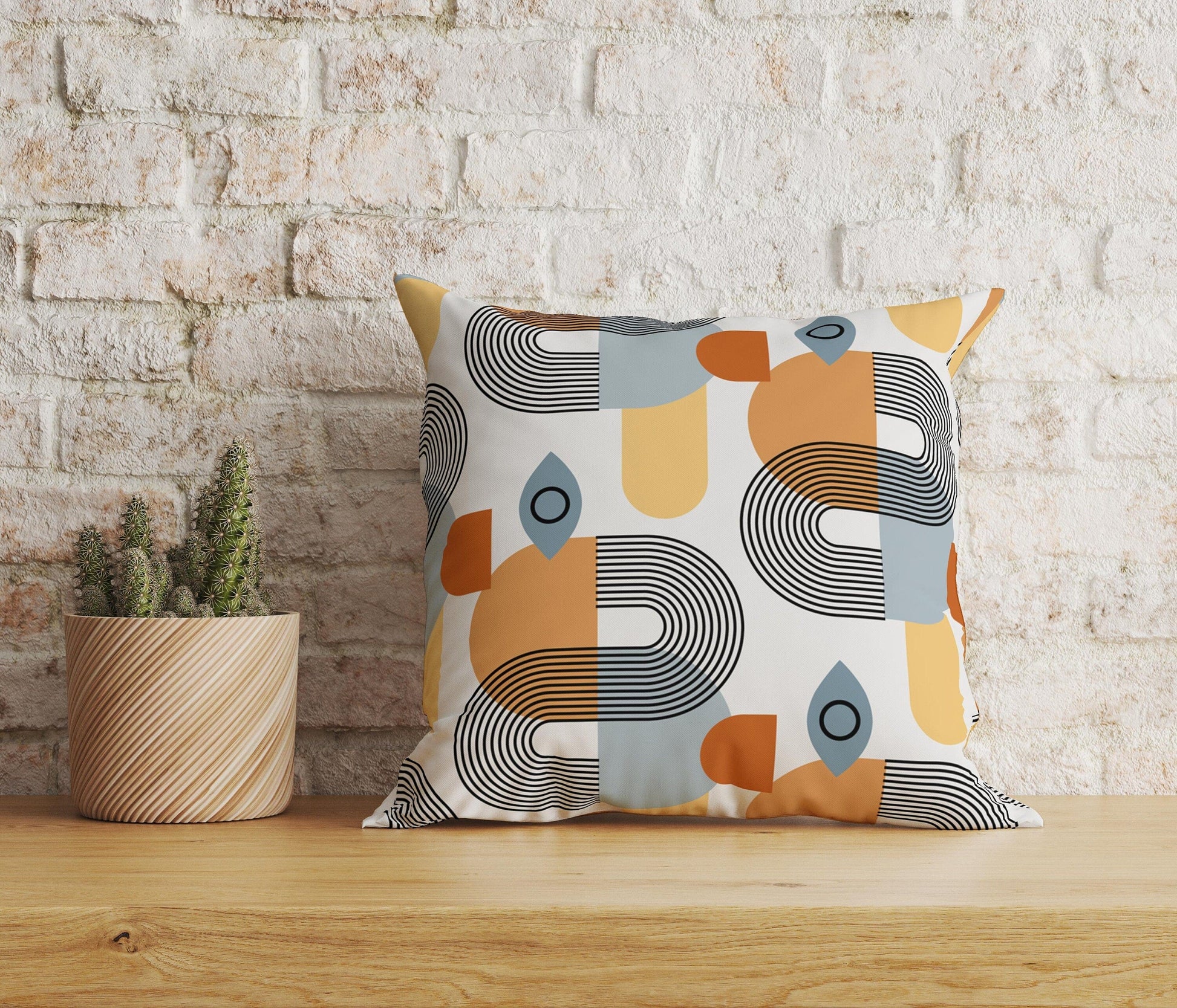 Onay Home Textile Cushion Covers 5 / 12 x 12 inch (30 x 30 cm) Double Side Boho Linen Cushion Cover Orange Brown Square Pillow Cover