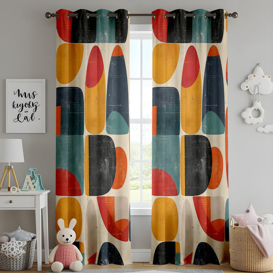 Onay Boho Patterned Curtains in Retro Colors for Living Room, Statement Drapes