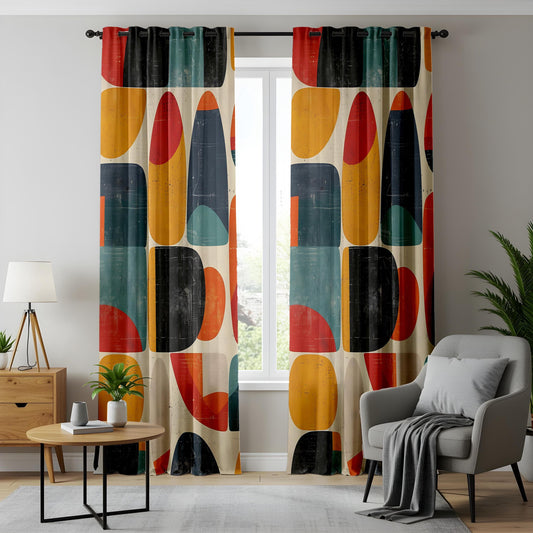 Onay Boho Patterned Curtains in Retro Colors for Living Room, Statement Drapes