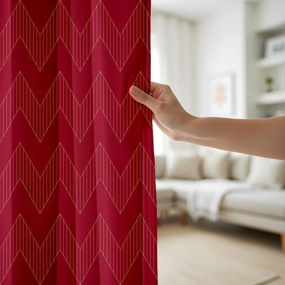 Onay Burgundy Zigzag Curtains – Boho Chic Geometric Drapes