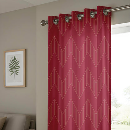 Onay Burgundy Zigzag Curtains – Boho Chic Geometric Drapes