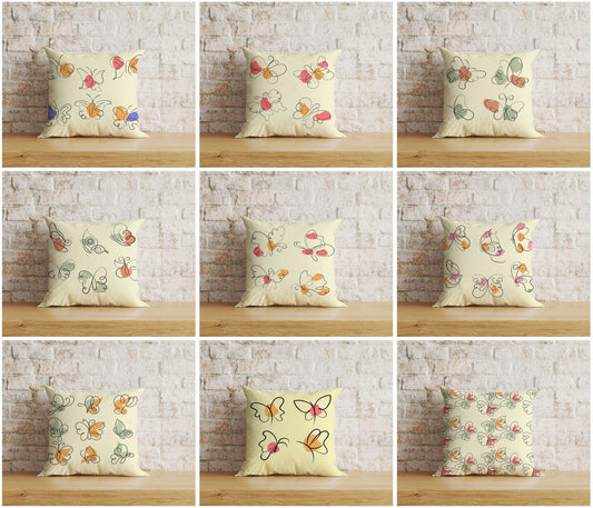 Onay Home Textile Cushion Covers Butterfly Abstract Cushion Covers Drawing Beige Butterfly