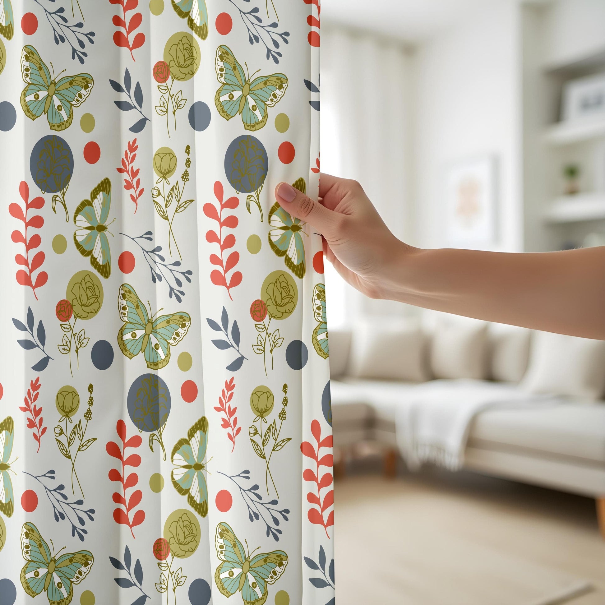 Onay Butterfly and Floral Curtains, Playful Nature-Inspired Design