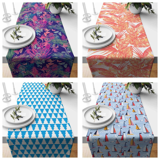 Onay Home Textile Butterfly Leaves Pattern Table Runner for Kitchen