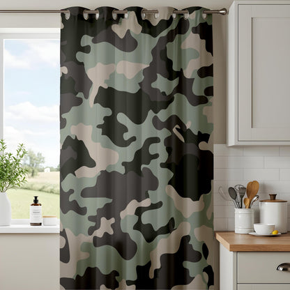 Onay Camouflage Forest Curtains – Hunter and Soldier-Inspired Drapes in Green and Beige Camo Pattern