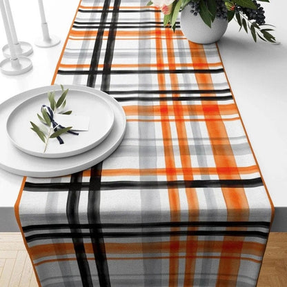 Onay Table Runner 4 / 12 x 46 inch (30 x 120 cm) Checkered Table Runner Tartan Fall Plaid Kitchen Runner Striped Table Linens