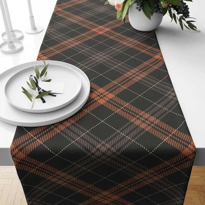 Onay Table Runner 2 / 12 x 46 inch (30 x 120 cm) Checkered Table Runner Tartan Fall Plaid Kitchen Runner Striped Table Linens