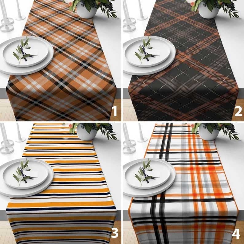 Onay Table Runner Checkered Table Runner Tartan Fall Plaid Kitchen Runner Striped Table Linens