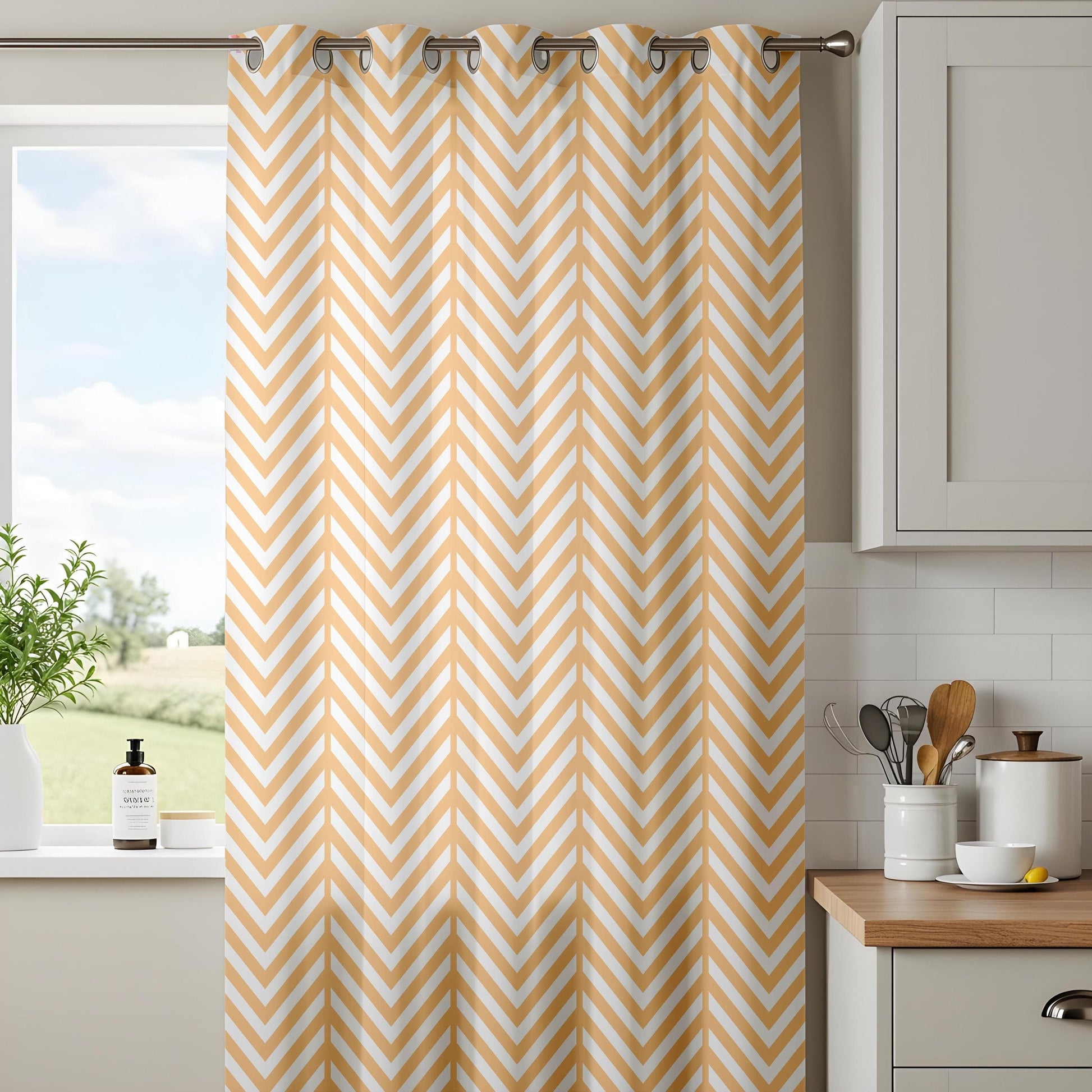 Onay Chevron Blackout Curtains, Yellow and White Zigzag Drapes for Modern Minimalist Décor