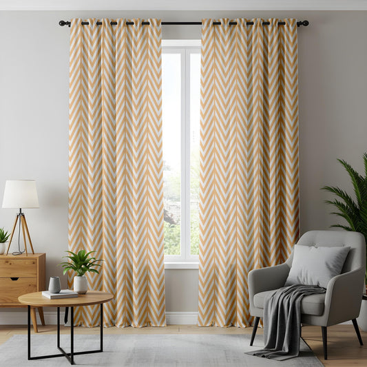 Onay Chevron Blackout Curtains, Yellow and White Zigzag Drapes for Modern Minimalist Décor