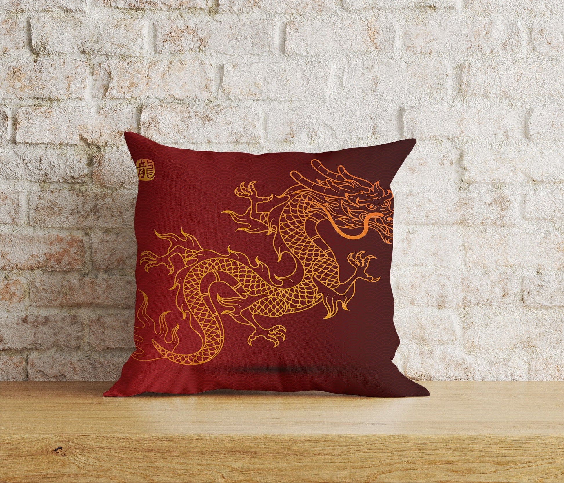 Onay Home Textile Cushion Covers 8 / 12 x 12 inch (30 x 30 cm) Double Side Chinese Dragons Cushion Cover Chinese New Year Pillow Cover