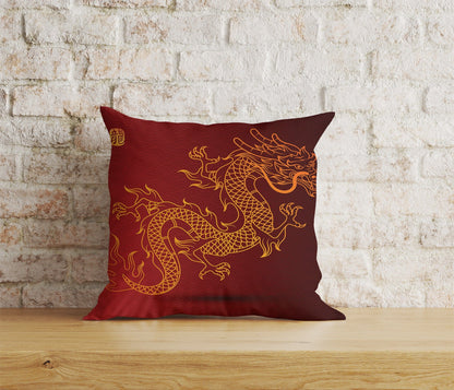 Onay Home Textile Cushion Covers 8 / 12 x 12 inch (30 x 30 cm) Double Side Chinese Dragons Cushion Cover Chinese New Year Pillow Cover