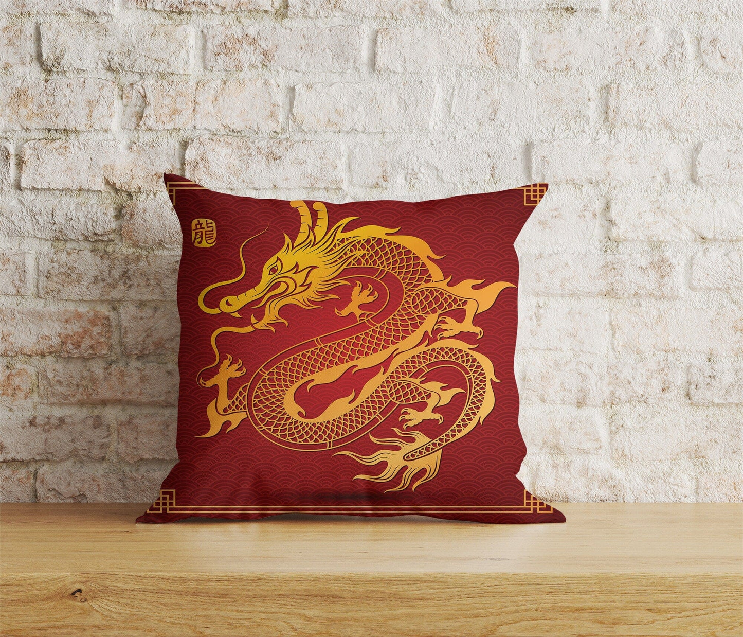 Onay Home Textile Cushion Covers 7 / 12 x 12 inch (30 x 30 cm) Double Side Chinese Dragons Cushion Cover Chinese New Year Pillow Cover
