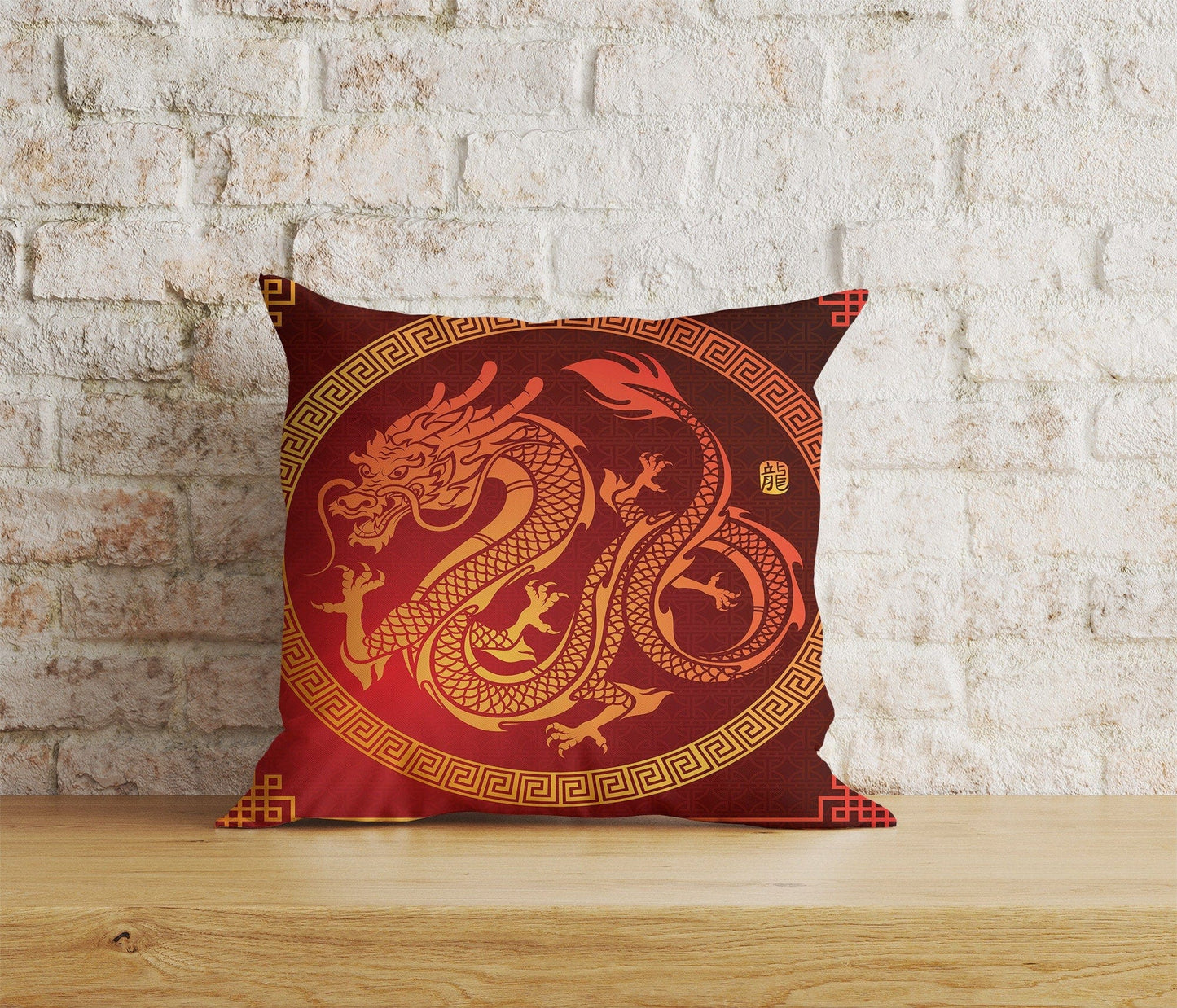 Onay Home Textile Cushion Covers 5 / 12 x 12 inch (30 x 30 cm) Double Side Chinese Dragons Cushion Cover Chinese New Year Pillow Cover