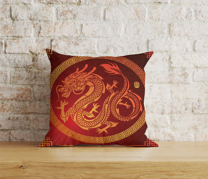 Onay Home Textile Cushion Covers 5 / 12 x 12 inch (30 x 30 cm) Double Side Chinese Dragons Cushion Cover Chinese New Year Pillow Cover
