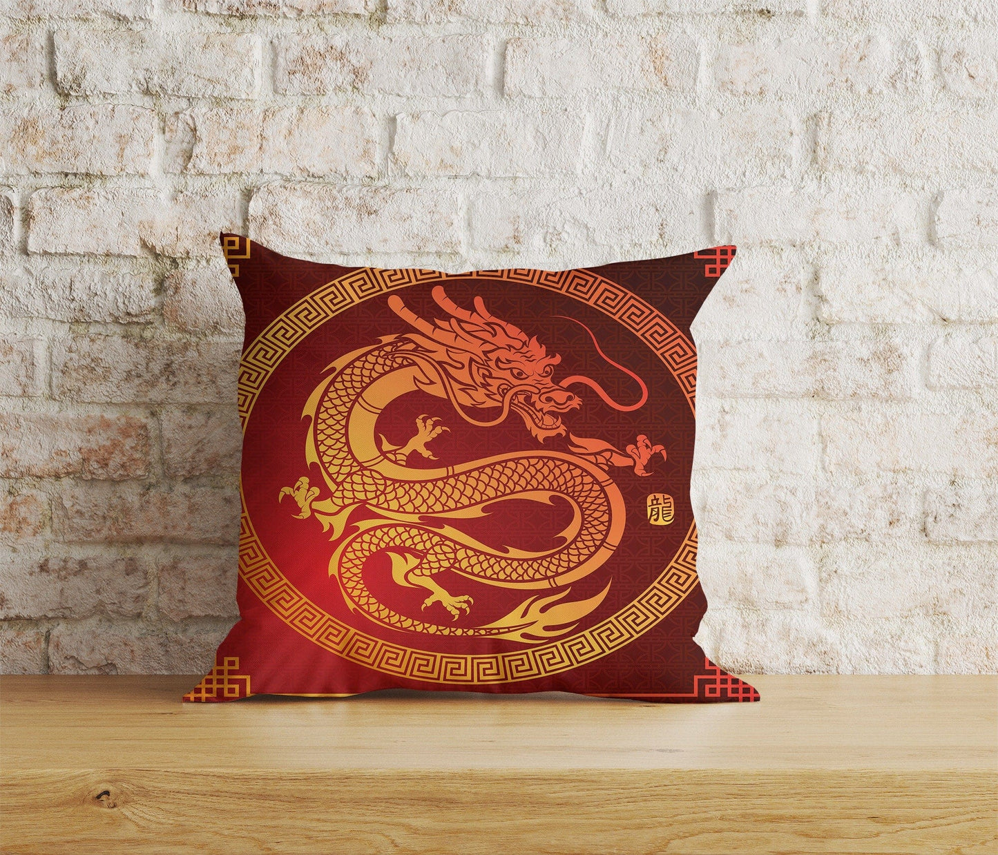 Onay Home Textile Cushion Covers 4 / 12 x 12 inch (30 x 30 cm) Double Side Chinese Dragons Cushion Cover Chinese New Year Pillow Cover