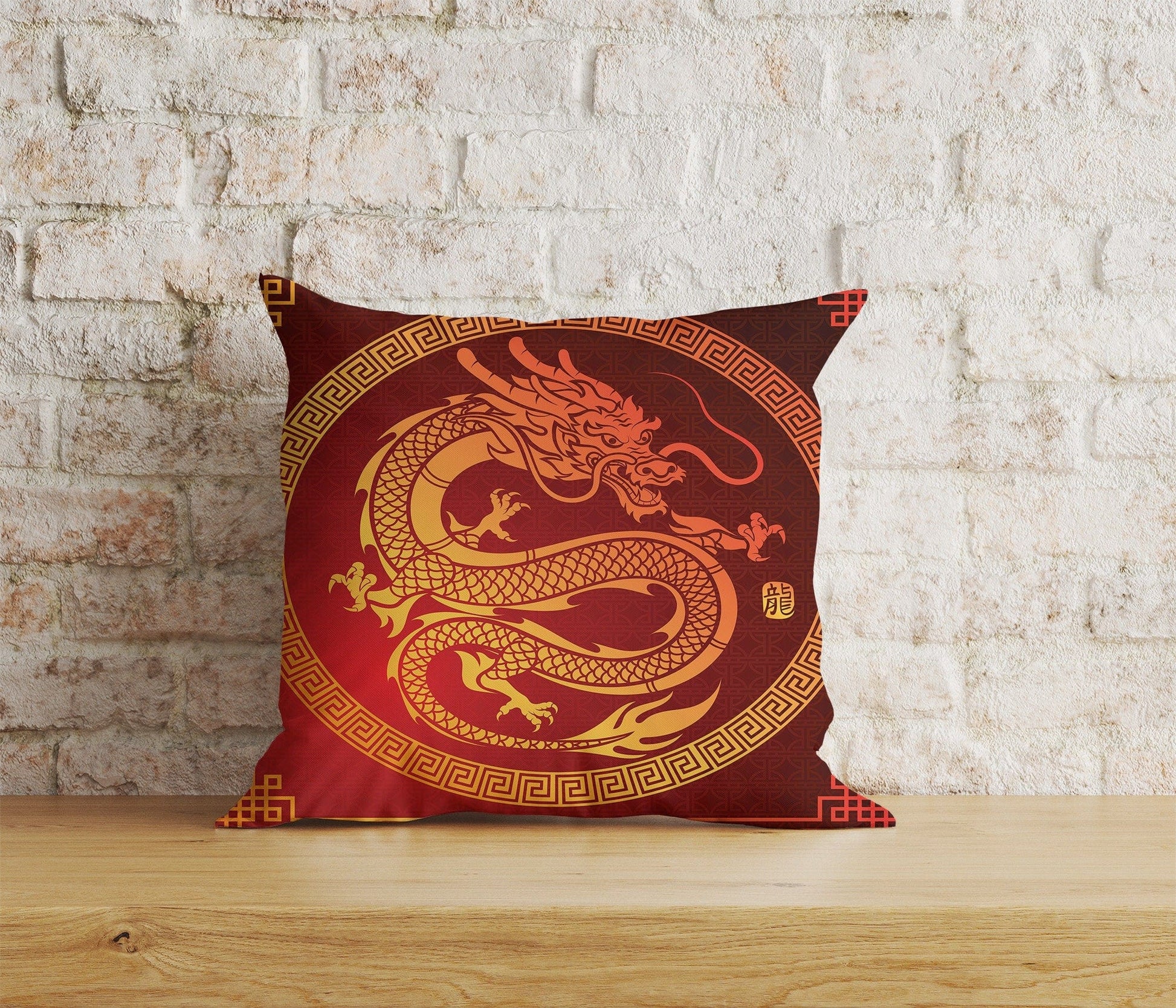 Onay Home Textile Cushion Covers 4 / 12 x 12 inch (30 x 30 cm) Double Side Chinese Dragons Cushion Cover Chinese New Year Pillow Cover