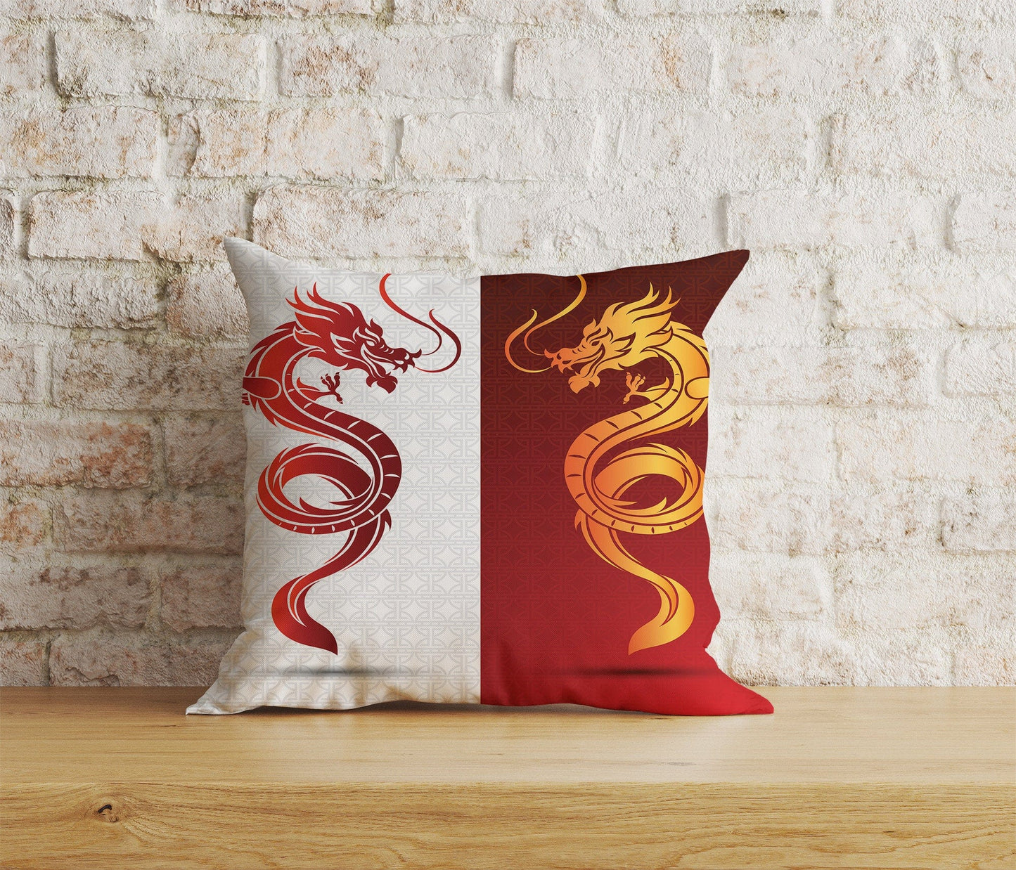 Onay Home Textile Cushion Covers 3 / 12 x 12 inch (30 x 30 cm) Double Side Chinese Dragons Cushion Cover Chinese New Year Pillow Cover