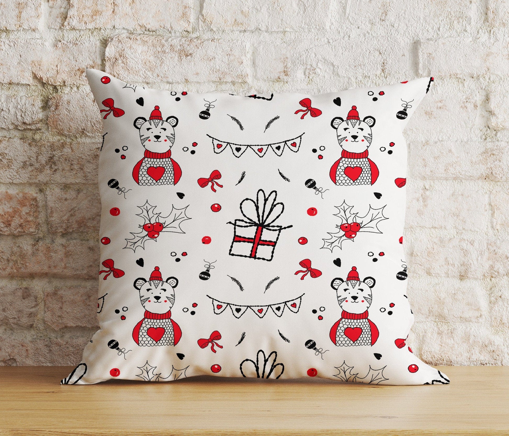 Onay 6 / 12 x 12 inch (30 x 30 cm) Double Side Christmas Candy Cane Joyful Sweet Candy Xmas Cushion Cover