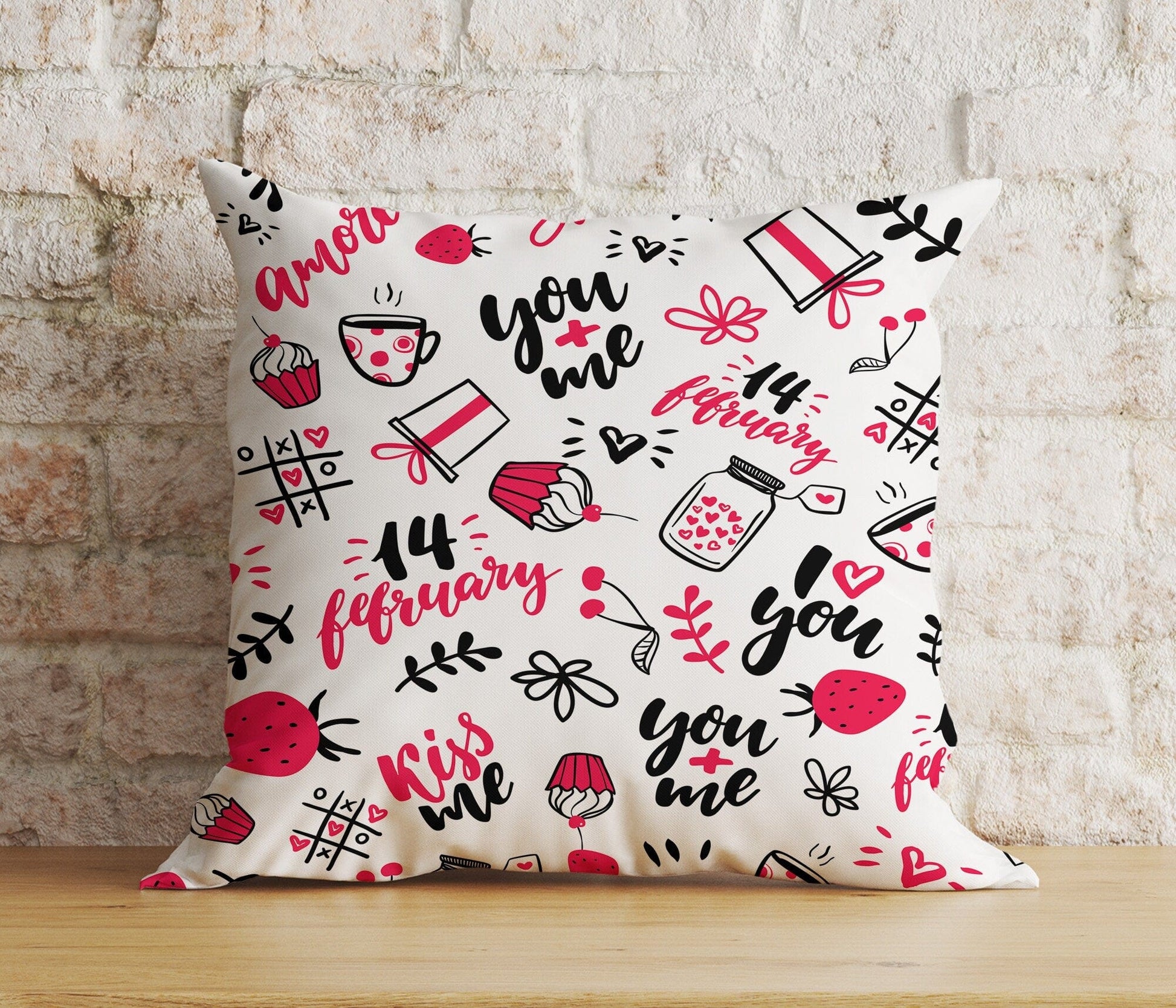 Onay 4 / 12 x 12 inch (30 x 30 cm) Double Side Christmas Candy Cane Joyful Sweet Candy Xmas Cushion Cover