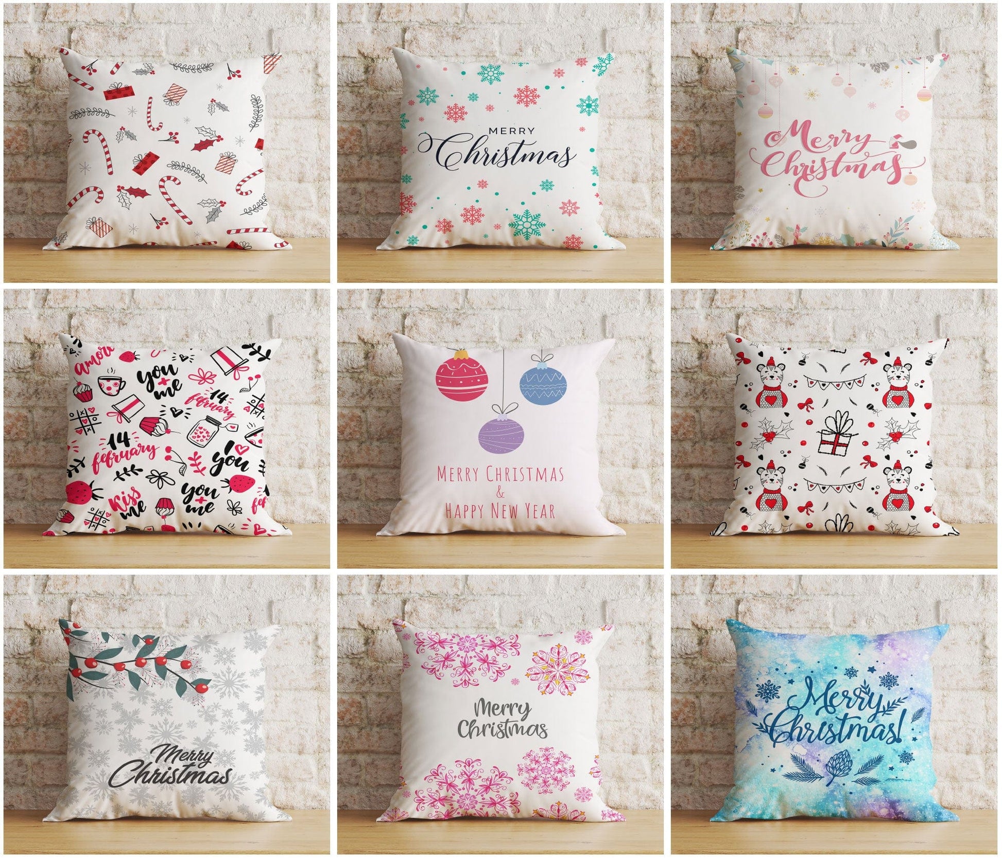 Onay Christmas Candy Cane Joyful Sweet Candy Xmas Cushion Cover