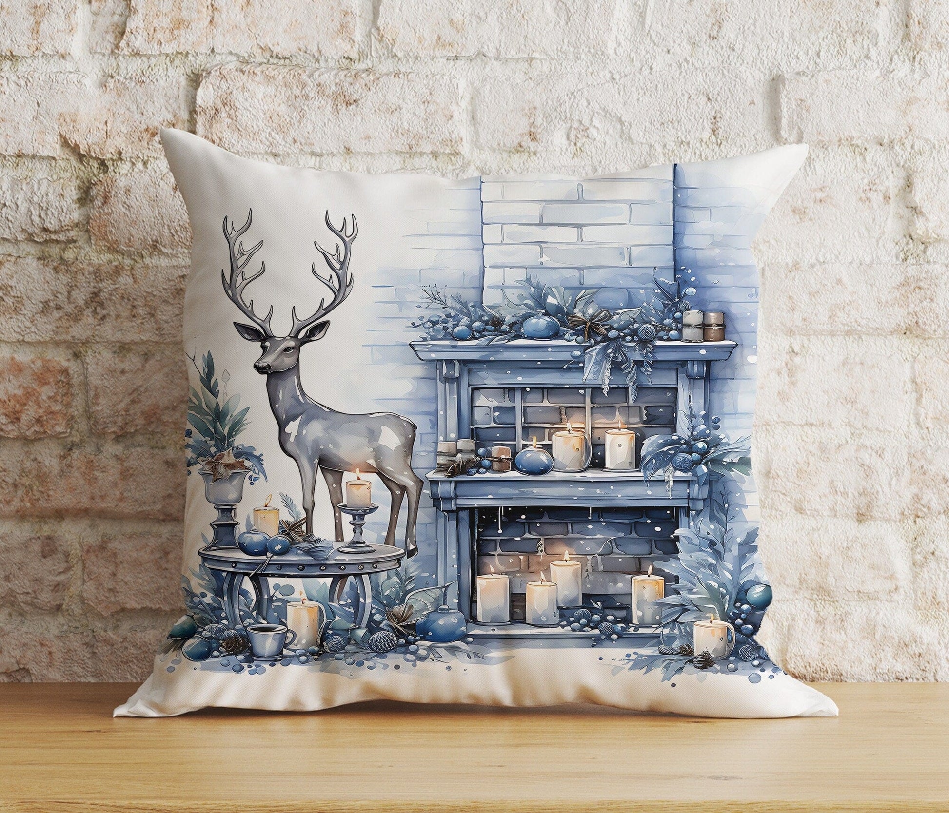 Onay 8 / 12 x 12 inch (30 x 30 cm) Double Side Christmas Cute Woodland Animal Winter Print Cushion Cover