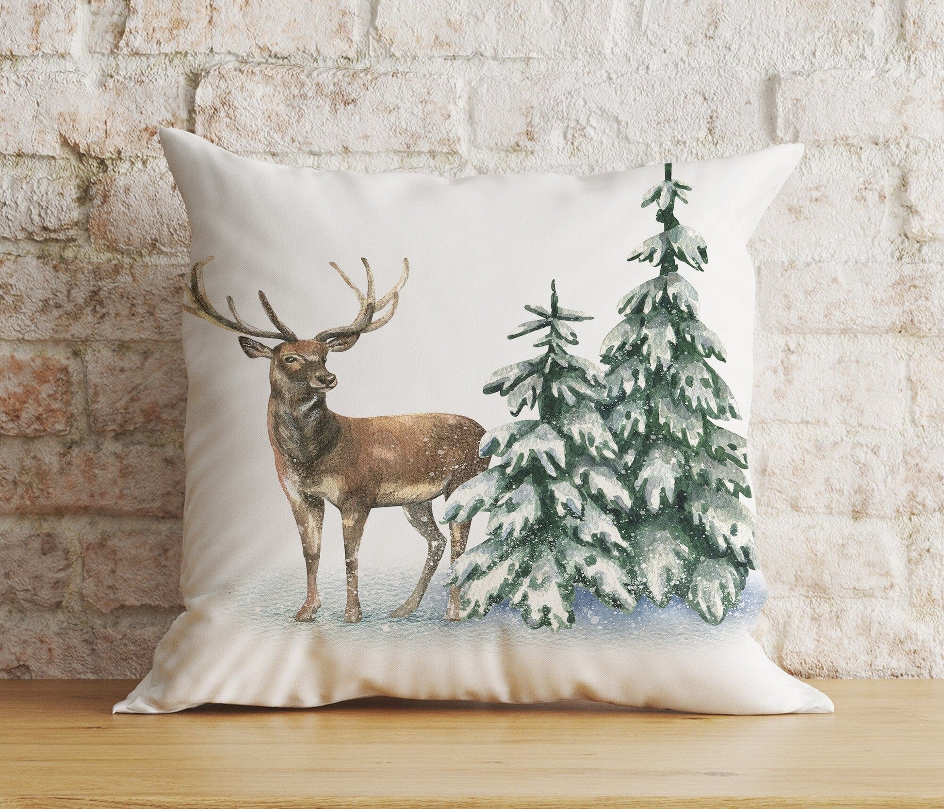 Onay 7 / 12 x 12 inch (30 x 30 cm) Double Side Christmas Cute Woodland Animal Winter Print Cushion Cover