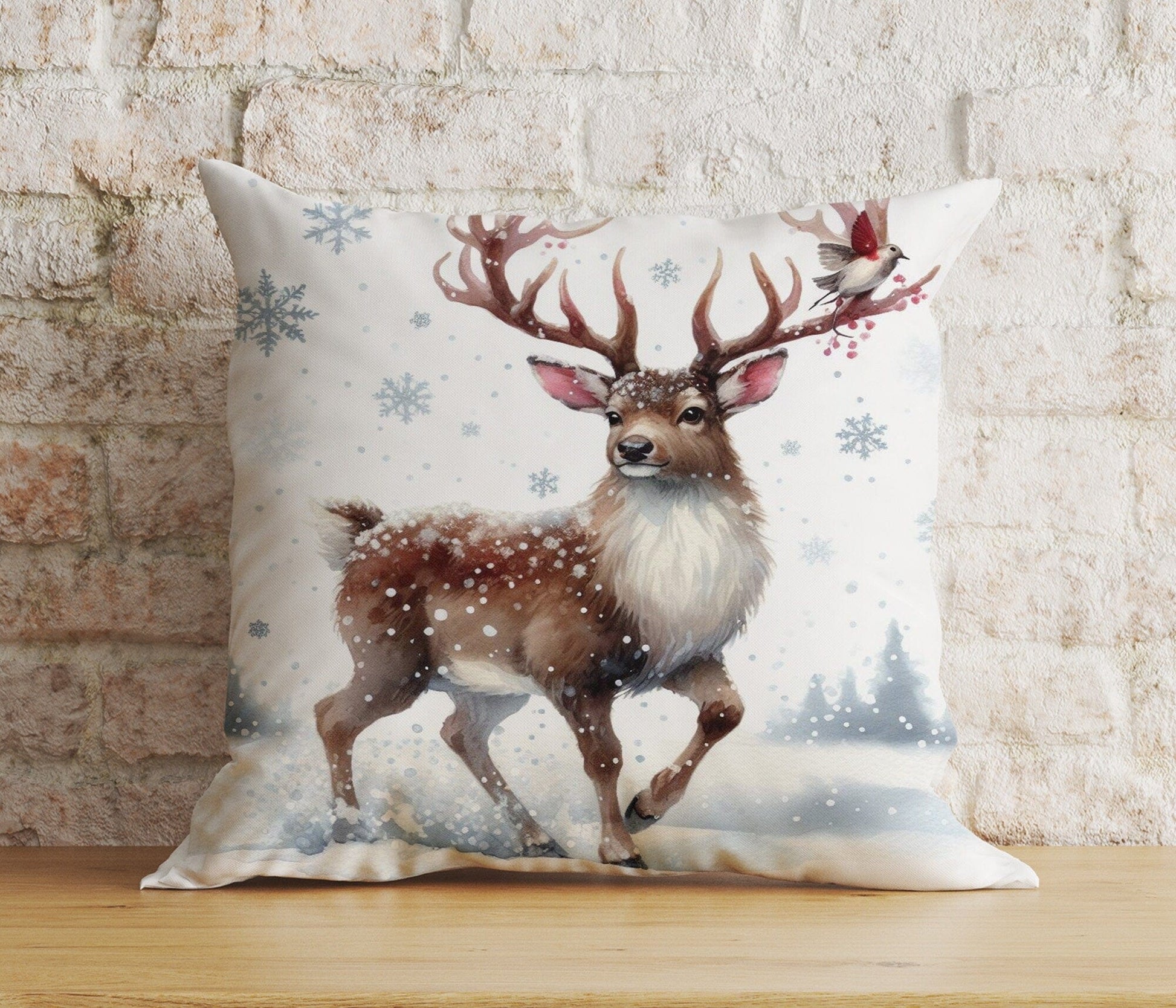 Onay 4 / 12 x 12 inch (30 x 30 cm) Double Side Christmas Cute Woodland Animal Winter Print Cushion Cover
