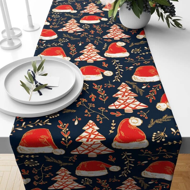 Onay 4 / 12 x 46 inch (30 x 120 cm) Christmas Dark Colorful & Joyful Winter Decor Table Runner