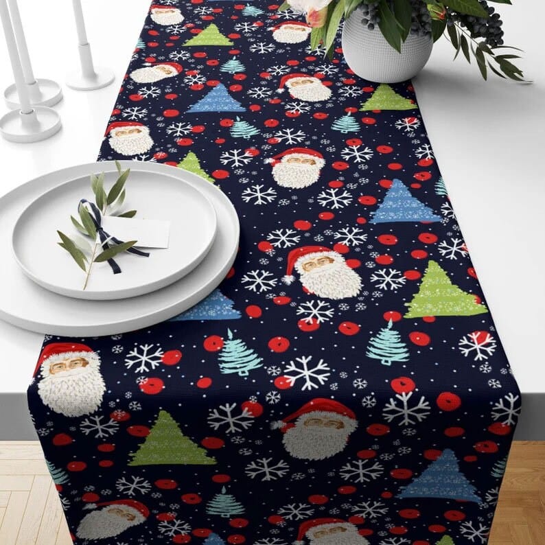 Onay 3 / 12 x 46 inch (30 x 120 cm) Christmas Dark Colorful & Joyful Winter Decor Table Runner