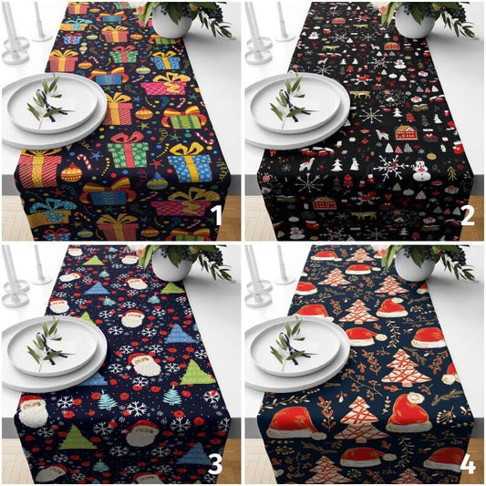 Onay Christmas Dark Colorful & Joyful Winter Decor Table Runner
