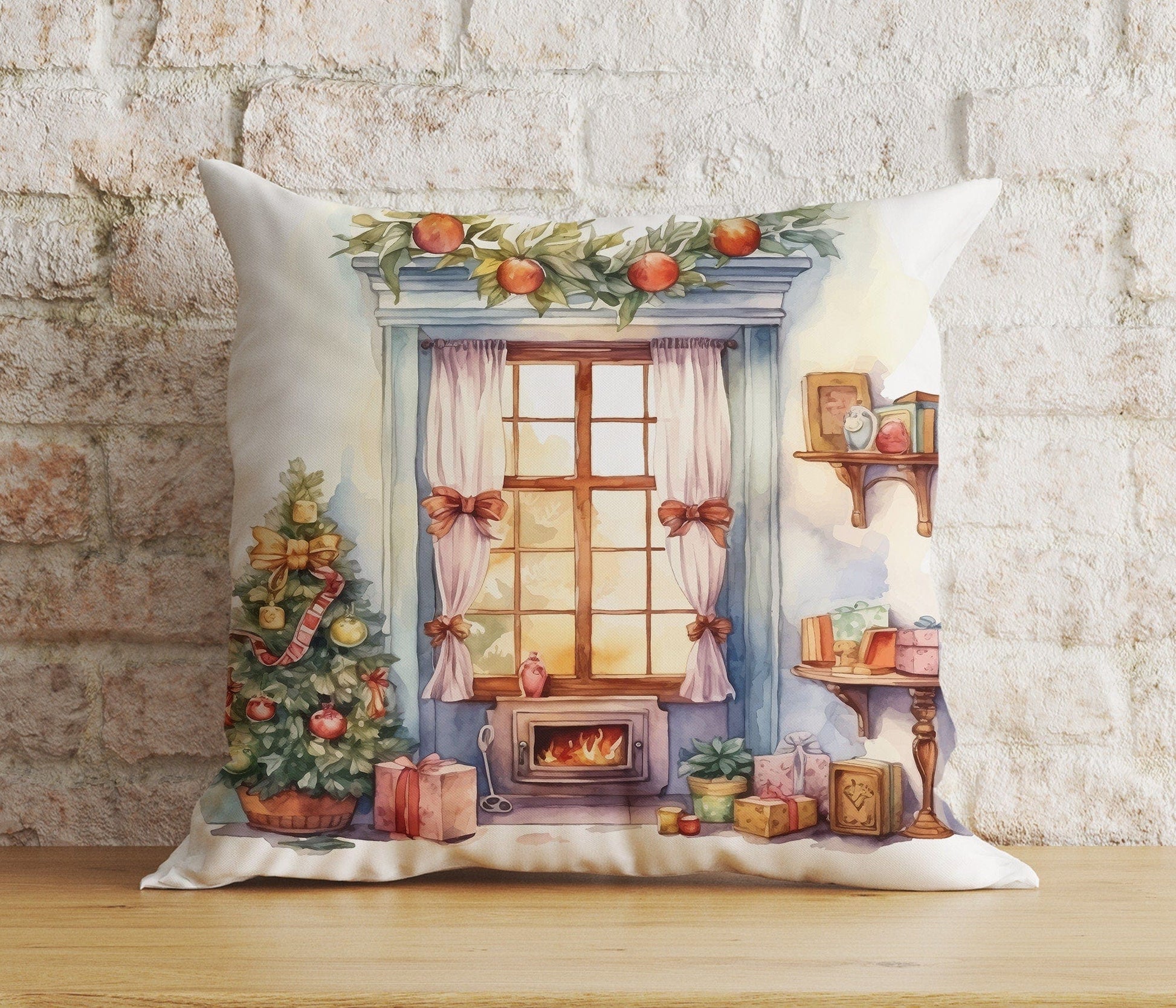 Onay 5 / 12 x 12 inch (30 x 30 cm) Double Side Christmas Gift and Wreath Mantel Living Room Cushion Cover