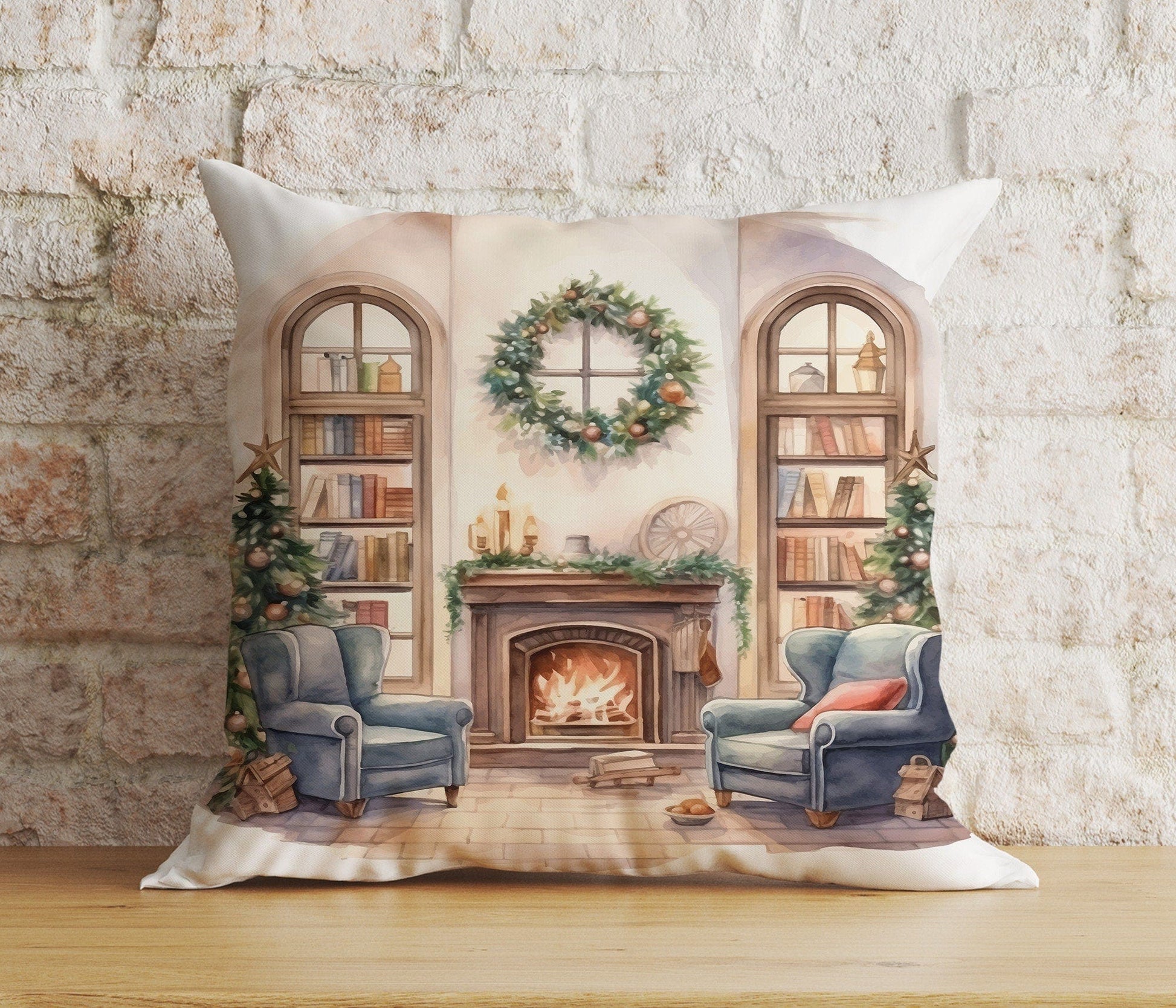 Onay 4 / 12 x 12 inch (30 x 30 cm) Double Side Christmas Gift and Wreath Mantel Living Room Cushion Cover