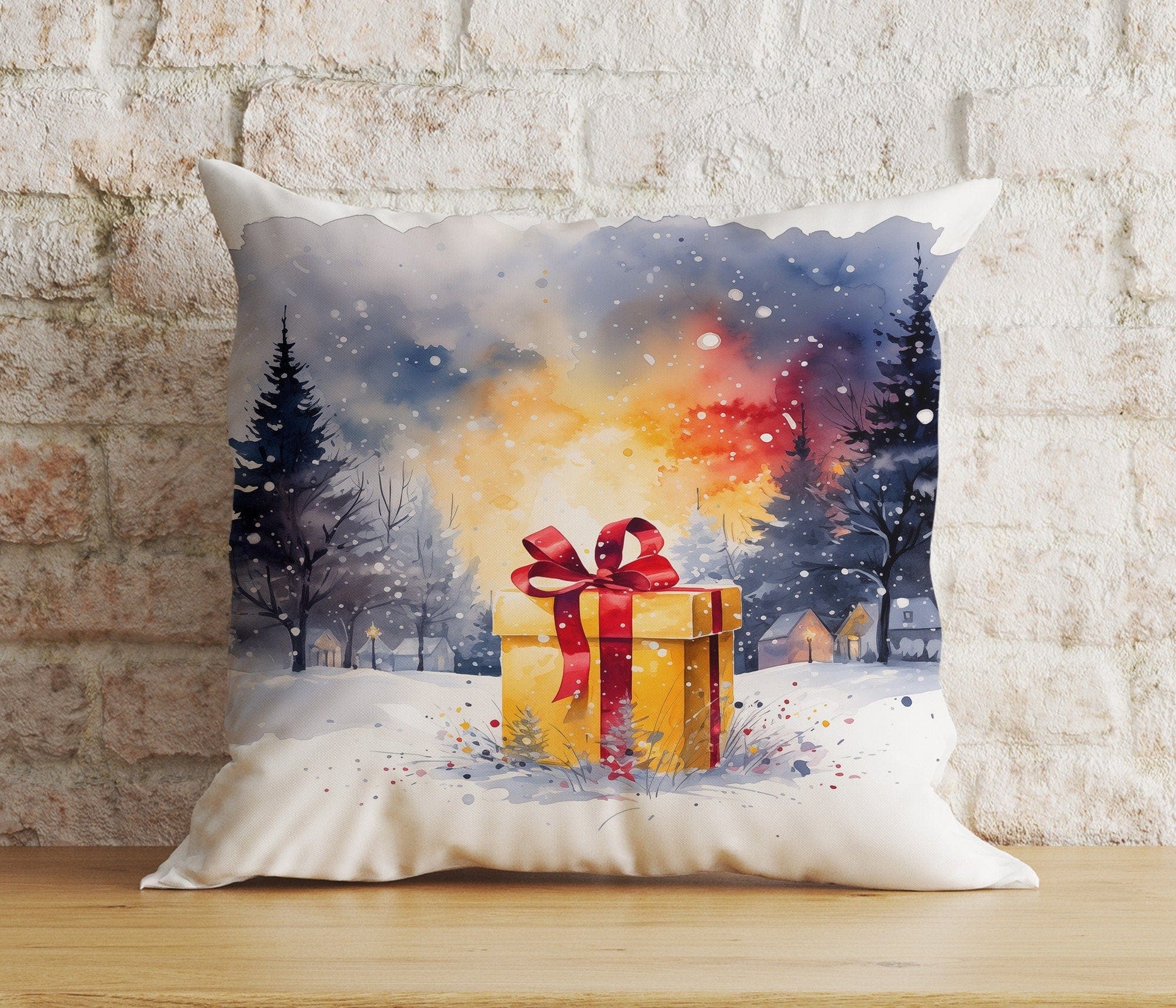 Onay 2 / 12 x 12 inch (30 x 30 cm) Double Side Christmas Gift and Wreath Mantel Living Room Cushion Cover