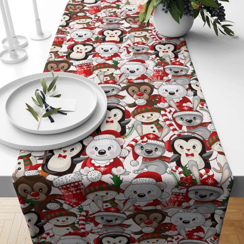 Onay 3 / 12 x 46 inch (30 x 120 cm) Christmas Party Decor Red & Green Xmas Table Runner