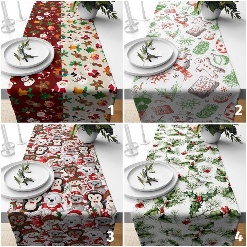 Onay Christmas Party Decor Red & Green Xmas Table Runner