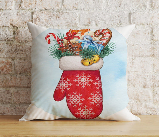 Onay 1 / 12 x 12 inch (30 x 30 cm) Double Side Christmas Stocking Red Xmas Socks Winter Cushion Cover