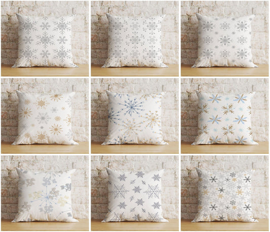 Onay Chritmas Stylish Snowflake Pattern Print Cushion Covers