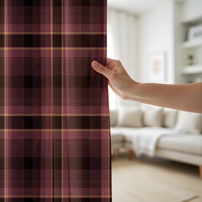 Onay Classic Rustic Plaid Curtains in Brown and Pink – Traditional Check Design