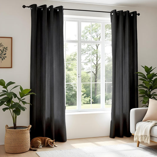 Onay Classic Solid Black Curtains Chic and Timeless Window Drapes