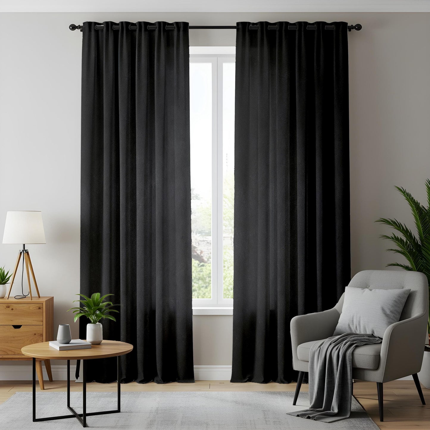 Onay Classic Solid Black Curtains Chic and Timeless Window Drapes