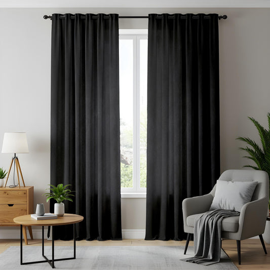 Onay Classic Solid Black Curtains Chic and Timeless Window Drapes