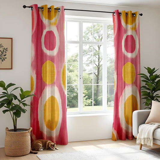 Onay Colorful Abstract Circle Pattern Curtains, Modern Art Inspired Living Room Decor