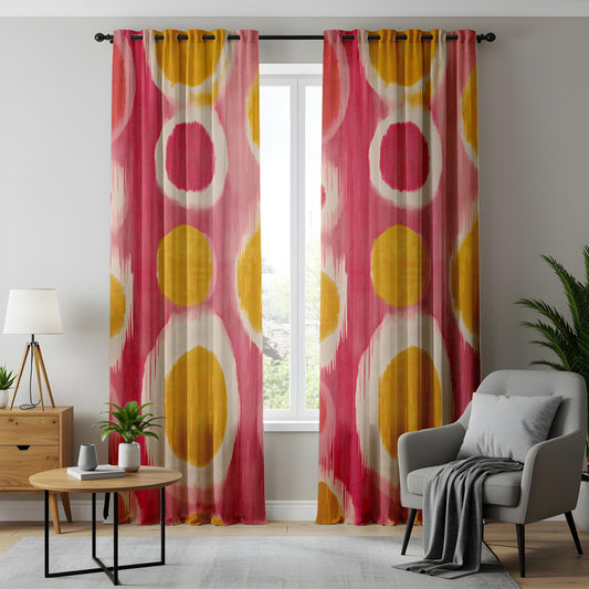 Onay Colorful Abstract Circle Pattern Curtains, Modern Art Inspired Living Room Decor