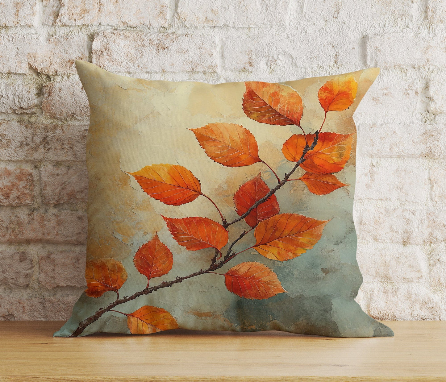 Onay Colorful Autumn Leaf Cushion Cover Rustic Fall Leaves Pillow Cover