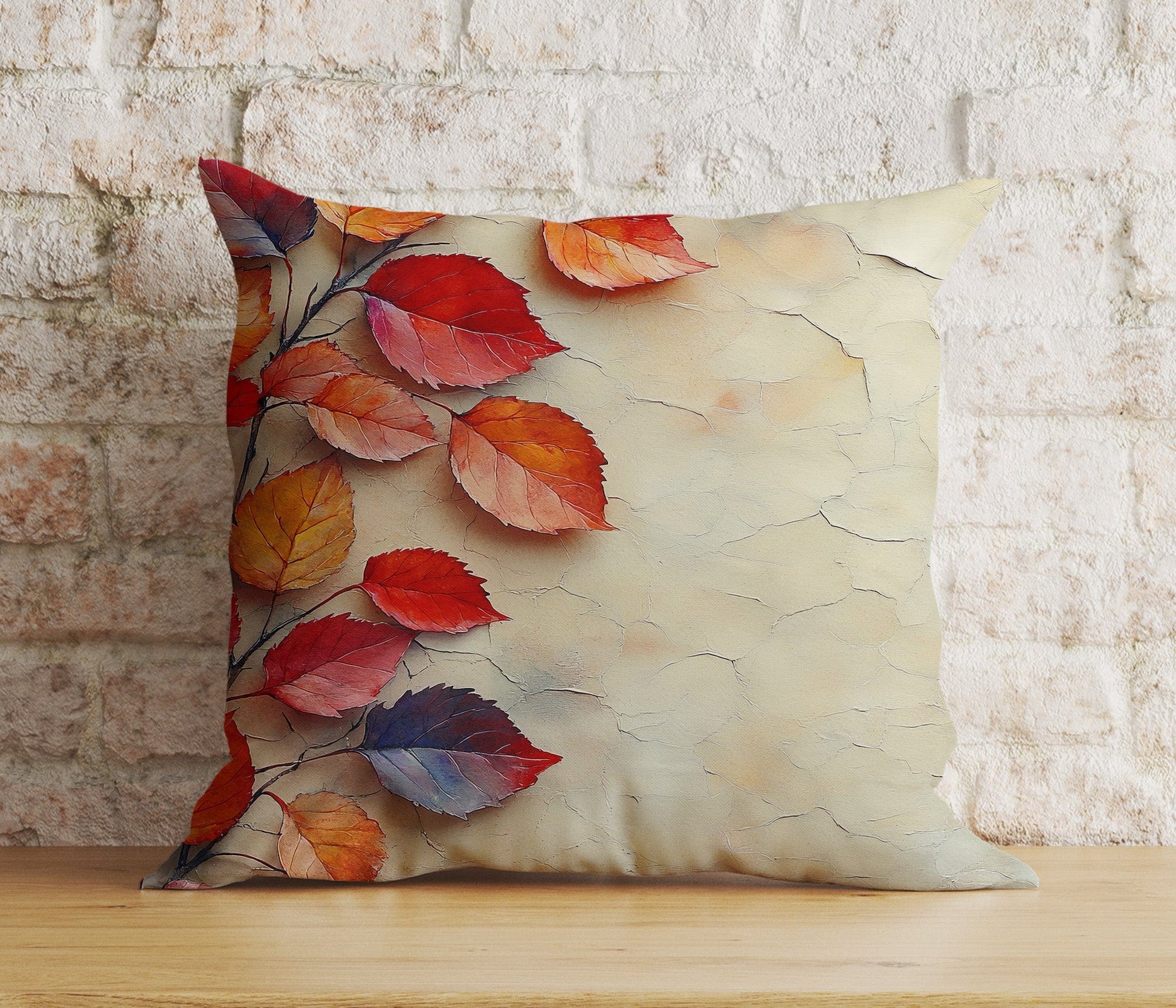 Onay Colorful Autumn Leaf Cushion Cover Rustic Fall Leaves Pillow Cover